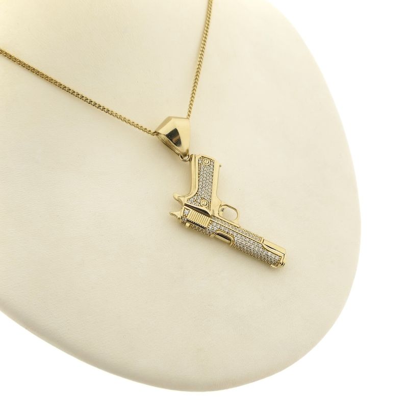 Image 13 of Gold pistol pendant with zirconia | Glock