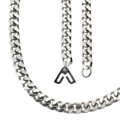 Image 1 of Silver gourmet link chain | 62 cm
