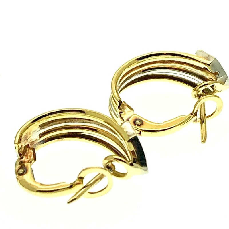 Image 3 of Bicolor gold stud earrings with diamonds | 0.08 ct.