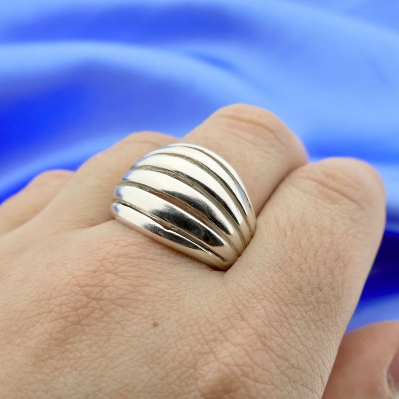 Image 10 of Silver ring with a domed design