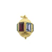 18 ct. Gold Oriental pendant with colored zirconias
