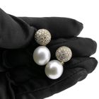 Image 8 of Utopia gold earrings with pearl and diamonds; 1.54 ct.