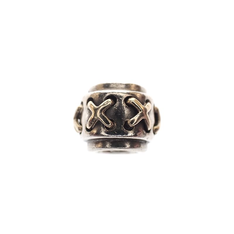 Image 3 of Pandora charm; Silver with gold; Golden Laces