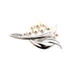 Image 1 of 14K Vintage White Gold Brooch with Cultured Pearls