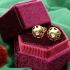 Image 2 of Gold stud earrings with diamond; 0.04 ct.