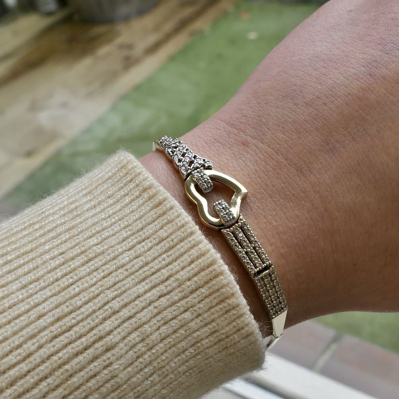 Image 7 of Gold heart bracelet with zirconia | 19 cm