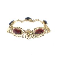 Vintage gold boat bracelet with garnet