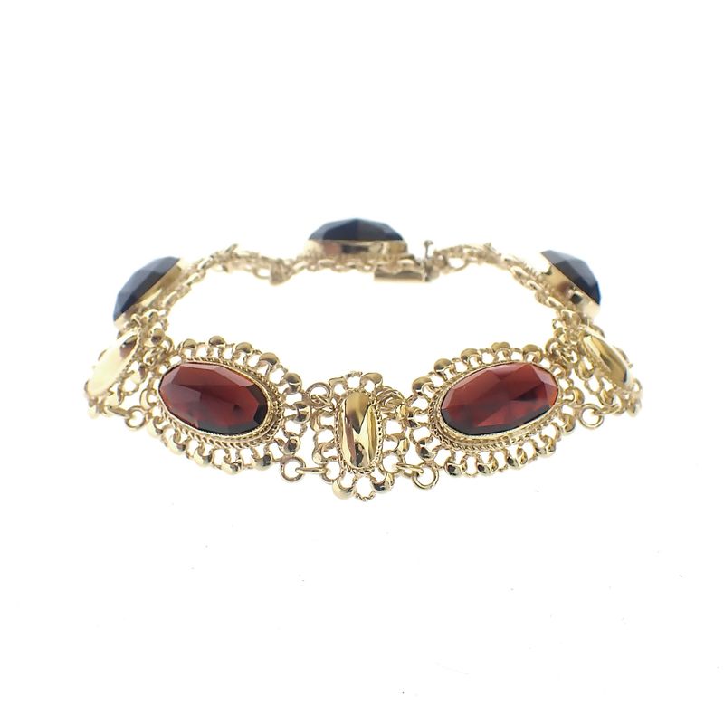 Image 1 of Vintage gold boat bracelet with garnet