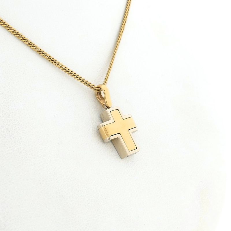 Image 7 of Bicolor Gold Cross Pendant