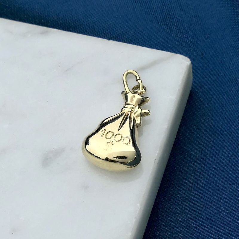 Image 2 of Gold pendant of a money bag