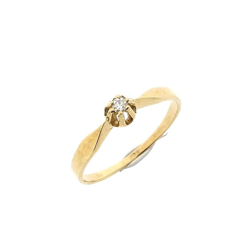 Image 1 of Gold solitaire ring with diamond; 0.03 ct.