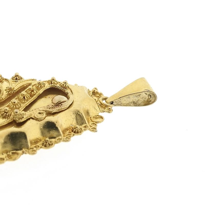 Image 10 of Antique gold pendant of a hat bell