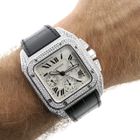 Image 23 of Cartier Santos 100 XL Chronograph 'Factory-Set' Diamonds 2891; 18k white gold watch with diamonds