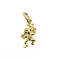 Gold pendant of a frog with an umbrella