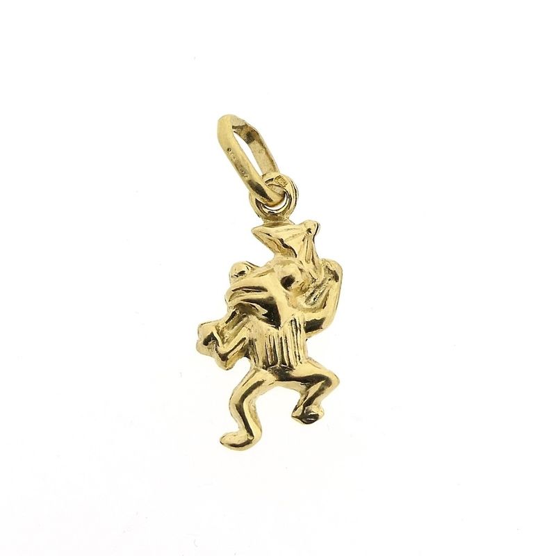 Image 1 of Gold pendant of a frog with an umbrella