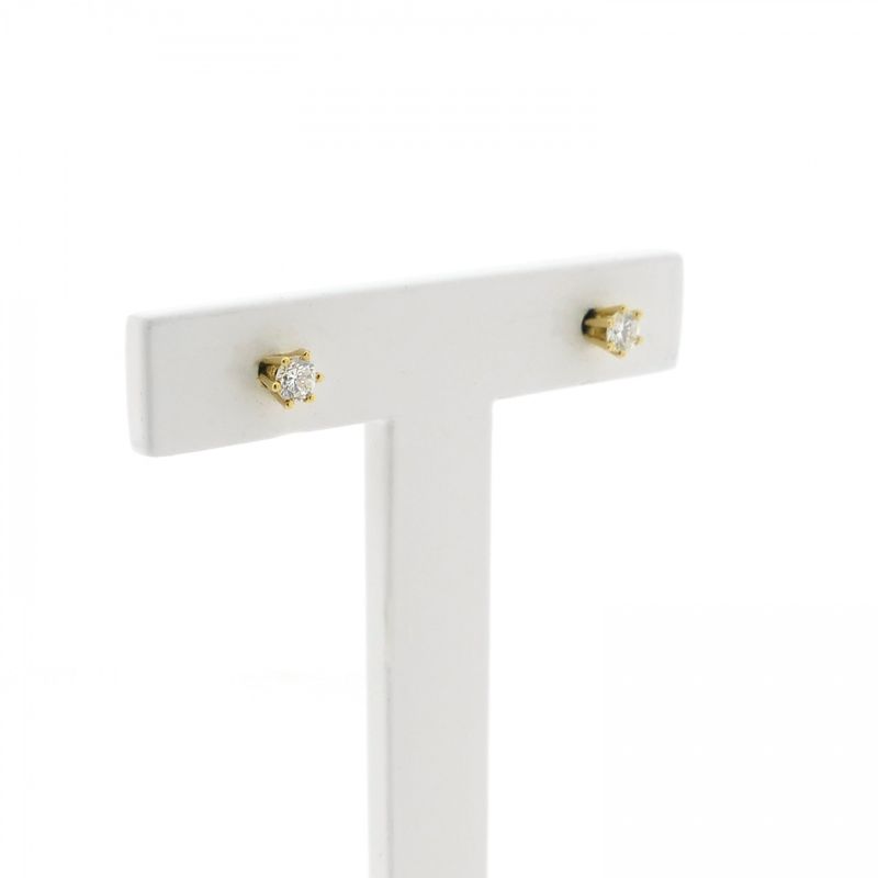 Image 3 of Gold solitaire stud earrings with diamond; 0.32 ct.