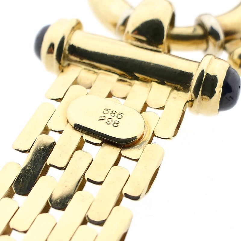 Image 8 of Golden Panther Link Necklace with Sapphire | 45 cm