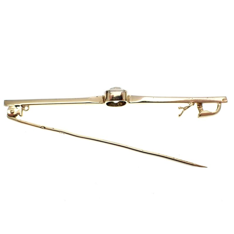 Image 4 of Vintage white gold long narrow brooch with moissanite