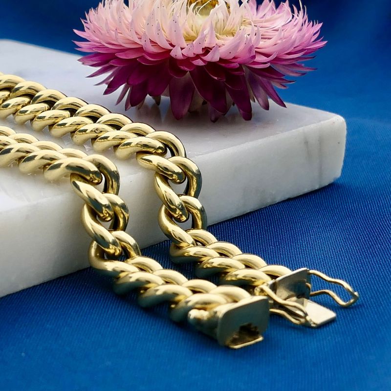 Afbeelding 2 van Gouden gourmetschakel armband | 20,5 cm