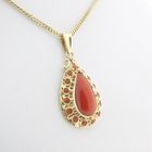 Image 10 of Antique gold pendant with blood coral