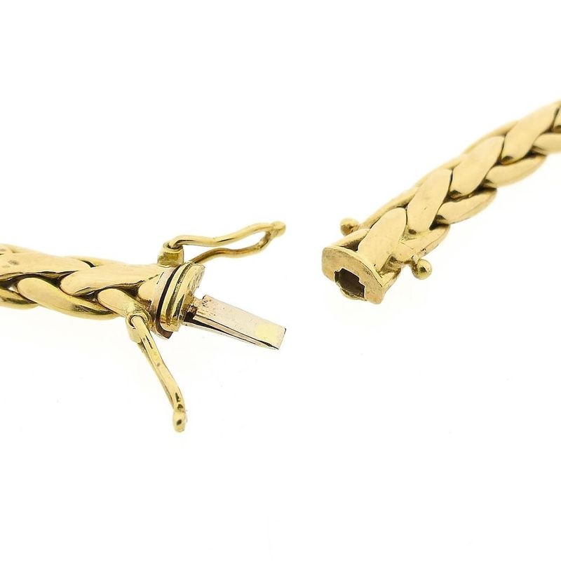 Image 6 of Gold foxtail link necklace with diamonds; 0.52 ct.