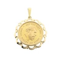 Gold pendant of 10 guilder coin with King William III