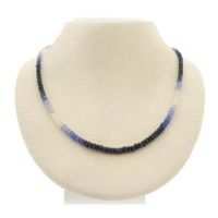 Multi-colored sapphire bead necklace with gold clasp