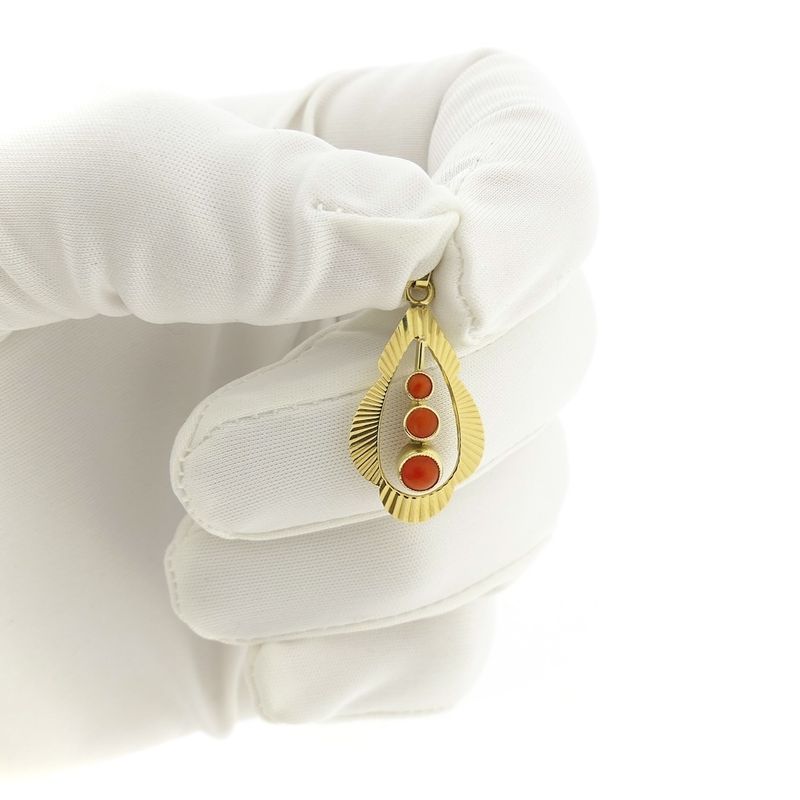 Image 11 of Vintage gold pendant with red coral.