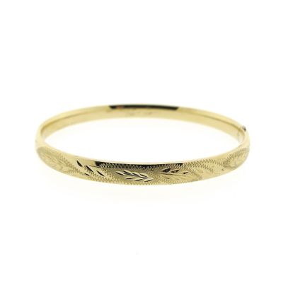 Image 1 of Vintage gold slave bracelet with engravings | Ø 64.5 mm