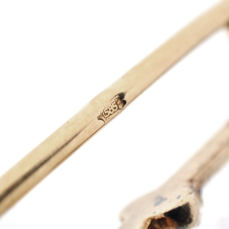 Image 5 of Vintage gold brooch with blood coral; filigree technique