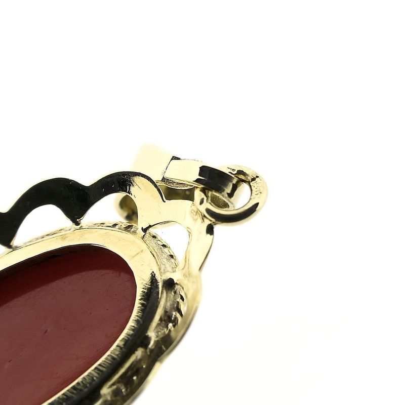 Image 6 of Antique gold pendant with blood coral