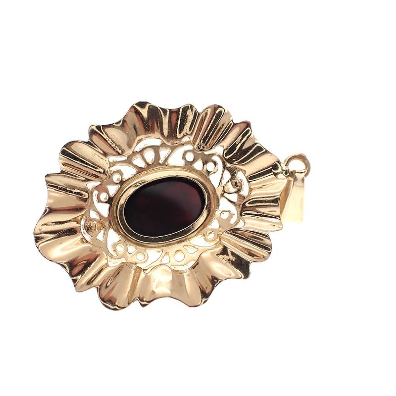Image 4 of Vintage gold pendant with garnet; Filigree technique
