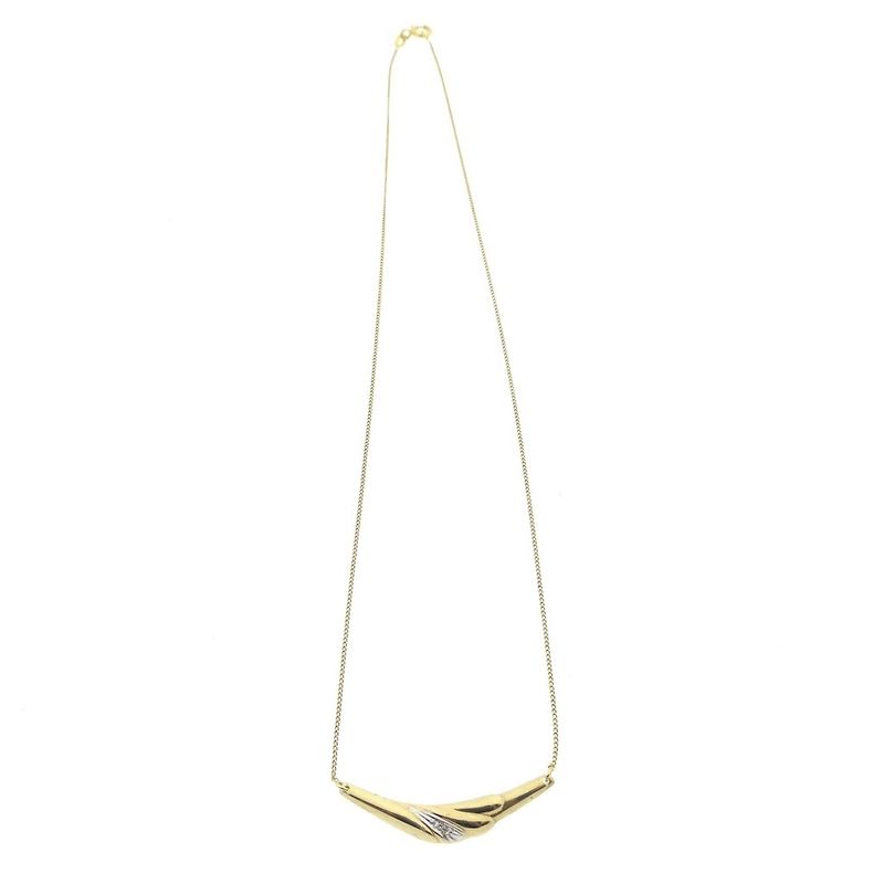 Image 5 of Gold necklace with a fixed pendant and diamond; 0.005 ct. | 42 cm