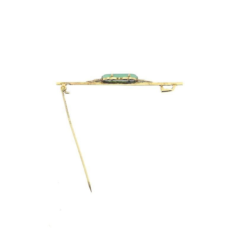 Image 3 of Vintage gold brooch with jade