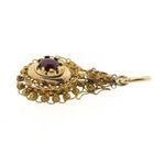 Image 4 of Vintage gold pendant with garnet; filigree technique