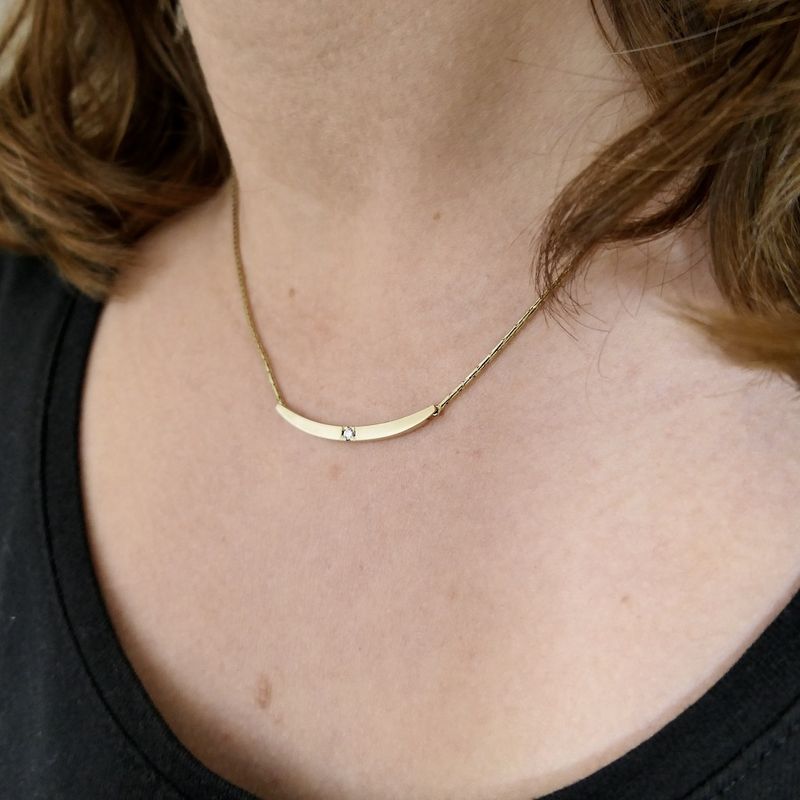 Image 10 of Gold cobra link necklace with 0.03 ct. diamond | 42.5 cm