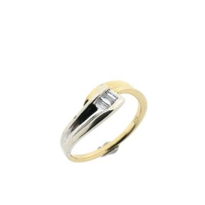 Image 2 of Two-tone gold ring with baguette diamond; 0.21 ct.