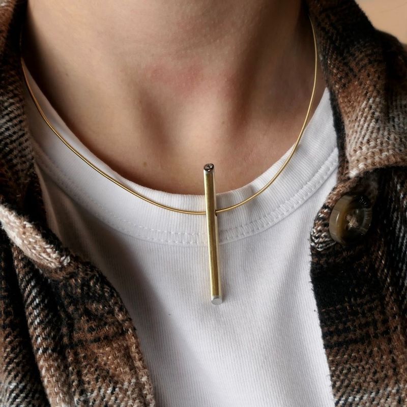 Image 9 of Gold Niessing necklace with diamond; 0.05 ct.