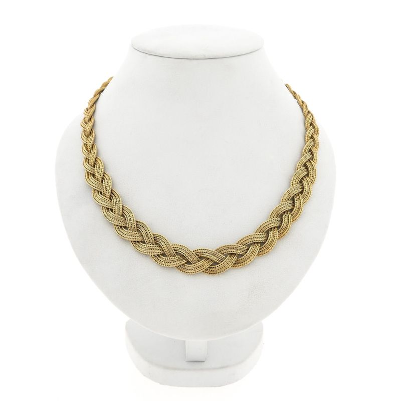 Image 1 of Golden Braided Fox Tail Link Necklace