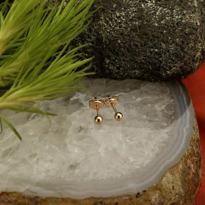 Image 2 of Rose gold stud earrings | Round button