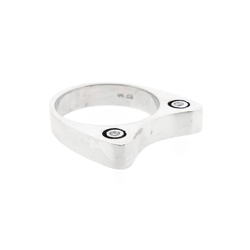 Image 4 of White Gold Cat Ears Ring with Diamonds; 0.08 ct.
