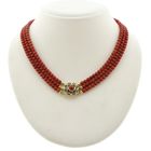 Image 1 of Blood coral bead necklace with gold clasp; Antique | 39 cm
