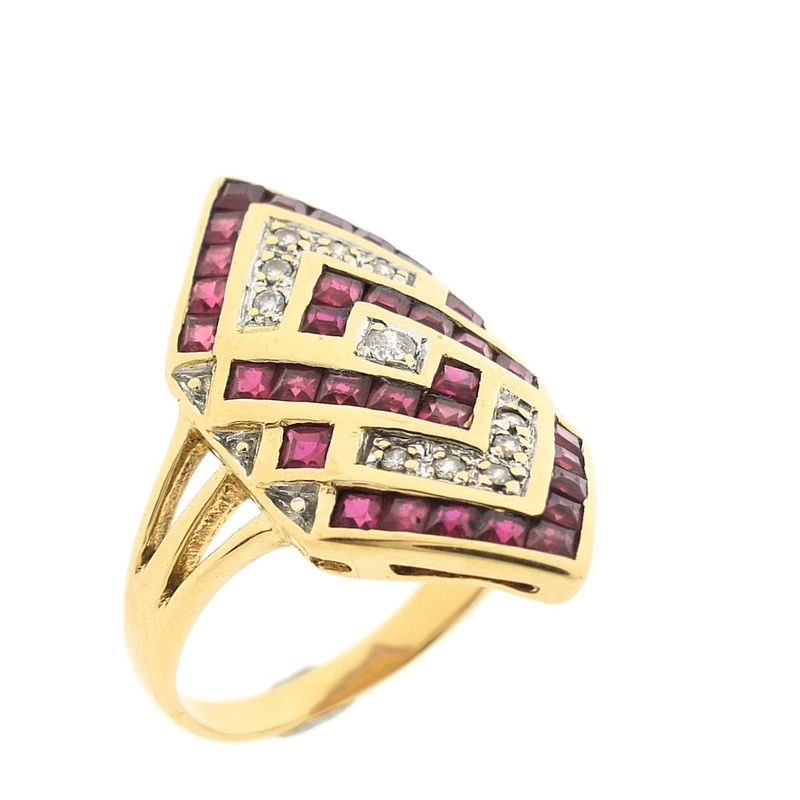Image 3 of 18 carat gold ring with ruby and zirconia