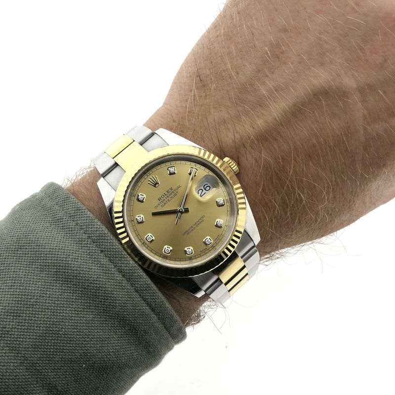 Image 13 of Rolex Datejust 41mm 126333; 18k gold/steel men's watch with diamonds