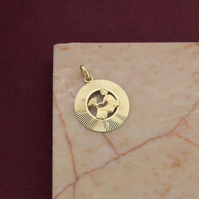 Image 2 of Gold zodiac sign pendant; Virgo