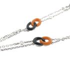 Image 8 of White gold necklace with fixed pendant with onyx, blood coral and diamond 0.74 ct.