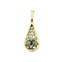 Vintage gold pendant with turquoise.