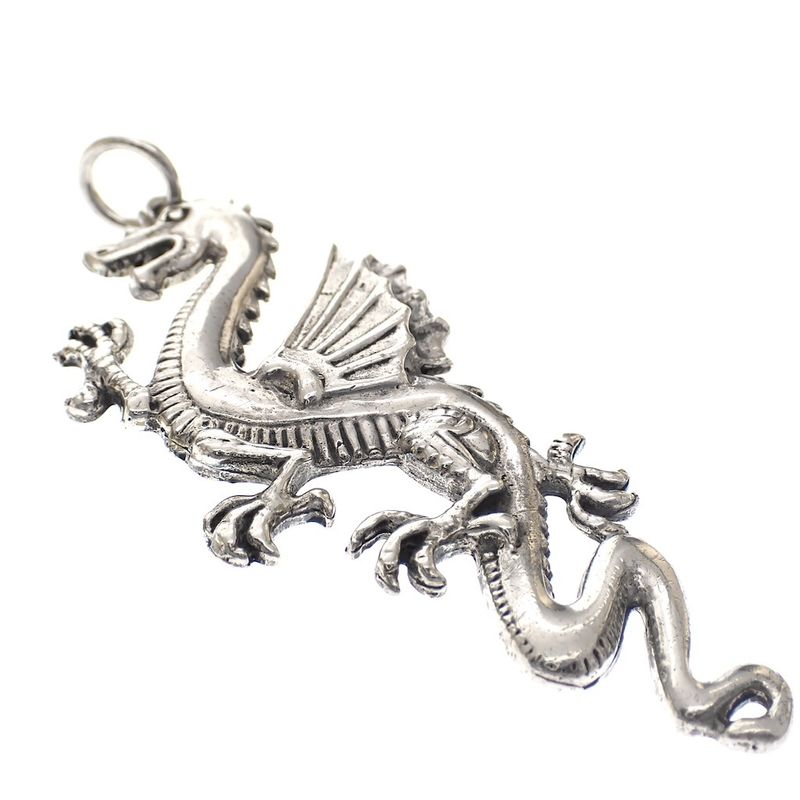 Image 2 of Silver pendant of a dragon