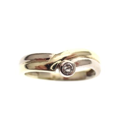 Image 2 of Two-tone gold fantasy ring set with 0.04 ct diamond.