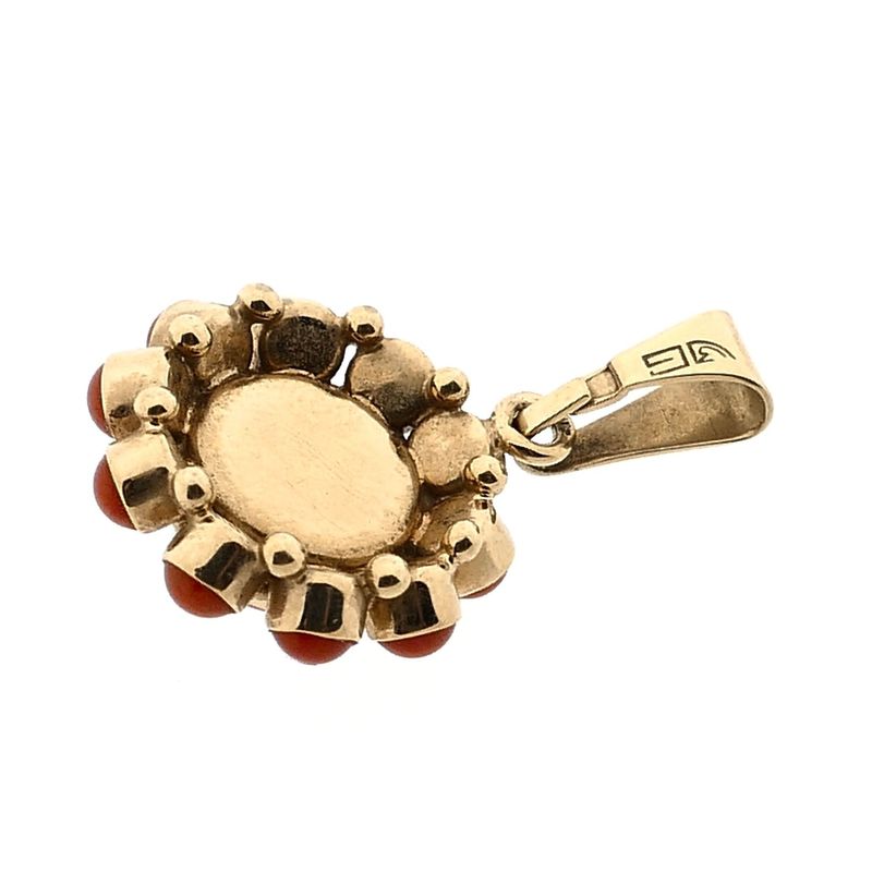 Afbeelding 7 van Gouden hanger met bloedkoraal